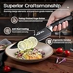 Knife Set, Amorston 21 Pieces Kitchen Knife Set with Block and Sharpener, Ultra-Sharp Knives Set with Ergonomic Handles, Black German Stainless Steel Knife Block Set, Dishwasher Safe - Image 4