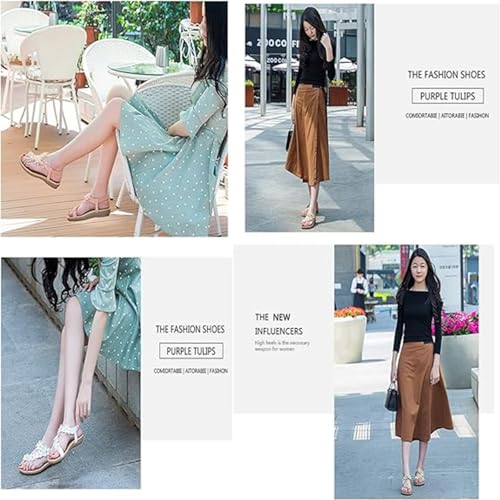 Ladies Flower Accessory Round Toe Thong Flat Beach Sandals, Comfy Soft Sole Slippers, Open Toe Sandal with Arch Support, for Girlfriends and Mother2