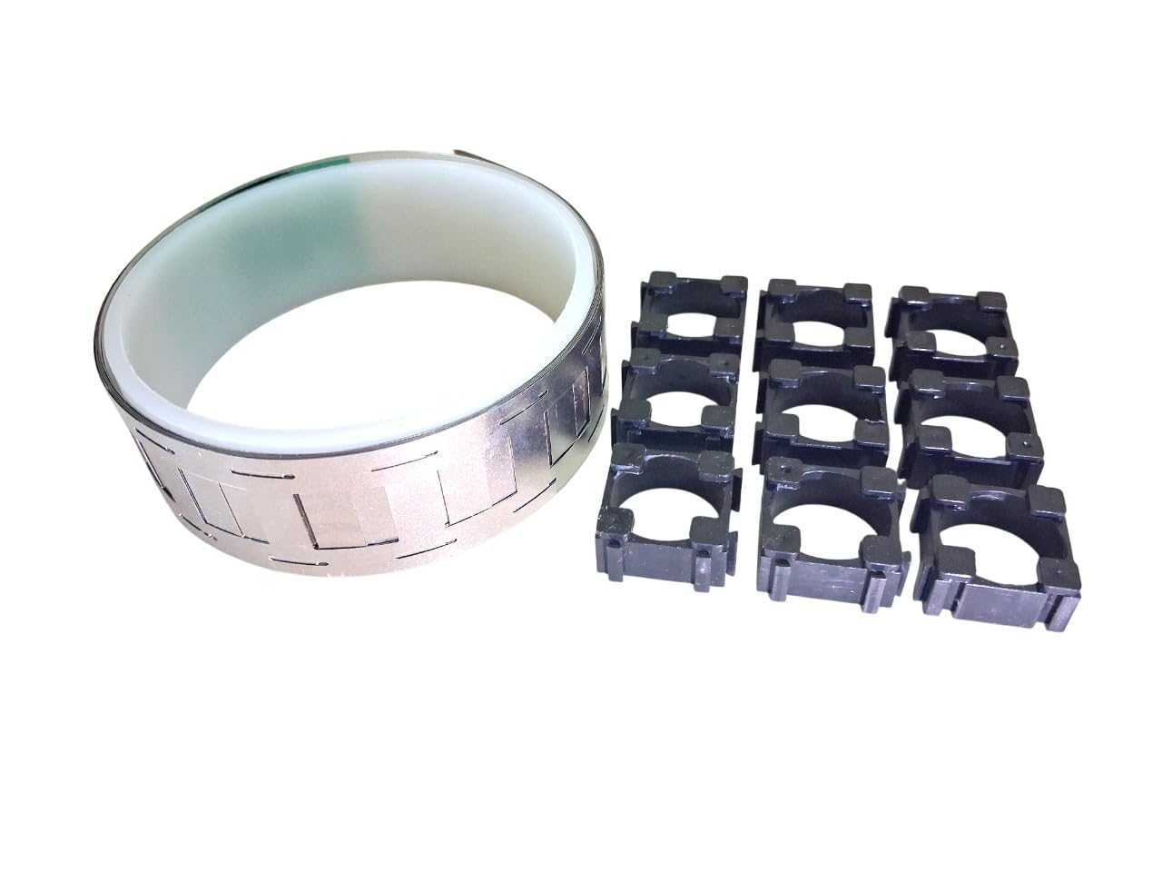 AXY Combo of 18650 Battery Holder and H-Type Nickel Plated Strip 2P for Battery Pack Making. (50 Holder+2Meter Strip)