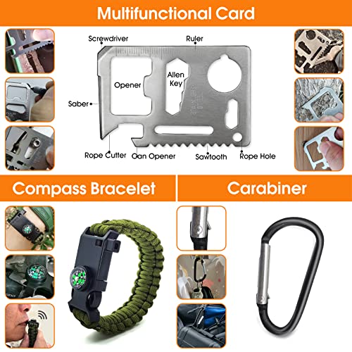 Survival Kit 13 in 1, Professionelles Notfall Survival Kit mit Klappmesser, Taschenlampe, Survival Ausrüstung für Outdoor Camping, Abenteuer, Wandern, Jagen, Angeln, Männer, Väter – Bild 5