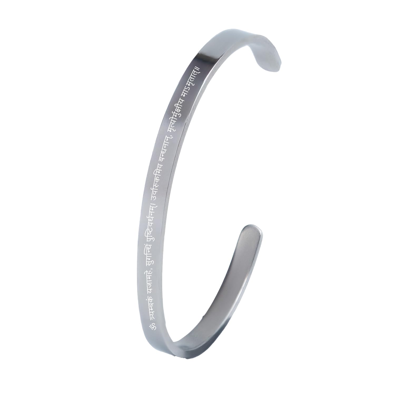 Mahamrityunjaya Mantra Gloss Cuff Adjustable Bracelet for Men & Women | Stainless Steel Spiritual Bracelet | Protective Shiva Mantra Engraved Kada | Gloss Finish, Adjustable Fit