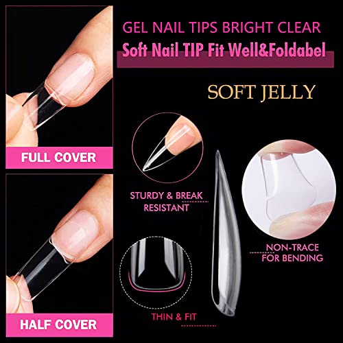 Image of UNA GELLA Medium Stiletto Nail Tips, 312pcs Gel Nail Tips, Clear Acrylic Medium Stiletto Press on Nails For Nail Extension Nail Art DIY Salon 12 Sizes