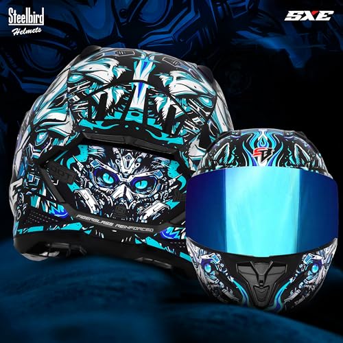 Image of Steelbird SBH-61 SXE X1 ISI and Dot Certified Full Face Helmet for Men with Inner Silver Sunshield