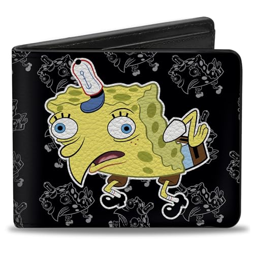 Nickelodeon Men's Mocking Spongebob Pose Outline Black/Gray, Multicolor, Standard Size
