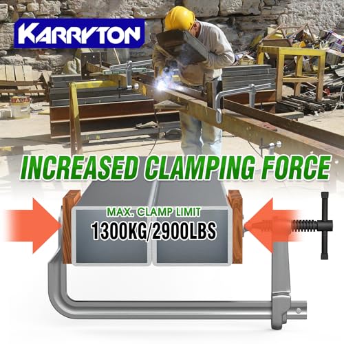 Image of Heavy Duty F Clamps for Welding, 12 inch x 4-3 /4 inch Throat Depth Drop Forged Steel Bar Clamps 2900LB Clamping Force 2-Pack