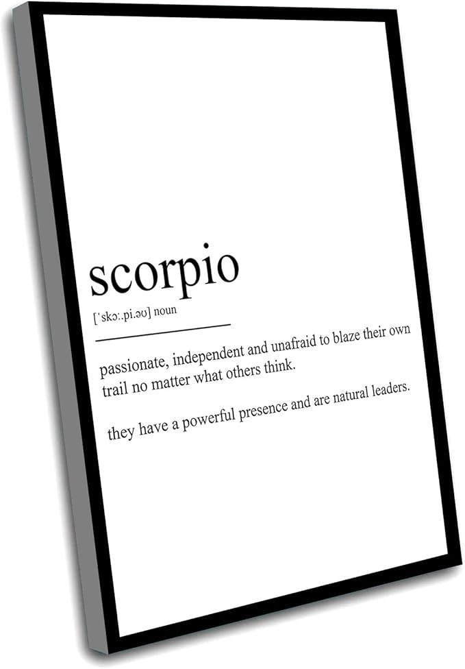 Scorpio Definition Print,Scorpio Gifts,Canvas Quotes Wall Art,Office Decor,Decor For Living Room,12x16 Inch Framed Wall Art