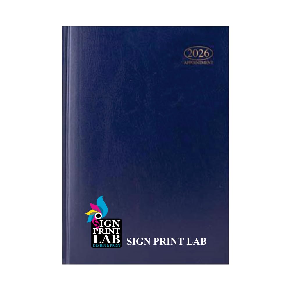 Personalised 2026 Diary A4 or A5 – Day-a-Page or Week-to-View Appointment Planner, Padded Leather-Style Cover, Custom Name or Logo, Black Blue or Red