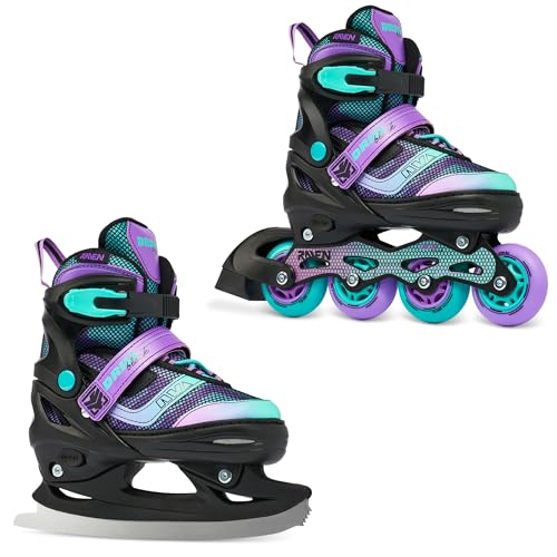 RAVEN Inline Skates Inliner für Kinder und Erwachsene OPTIONAL 2in1 mit Schlittschuhen verstellbar...