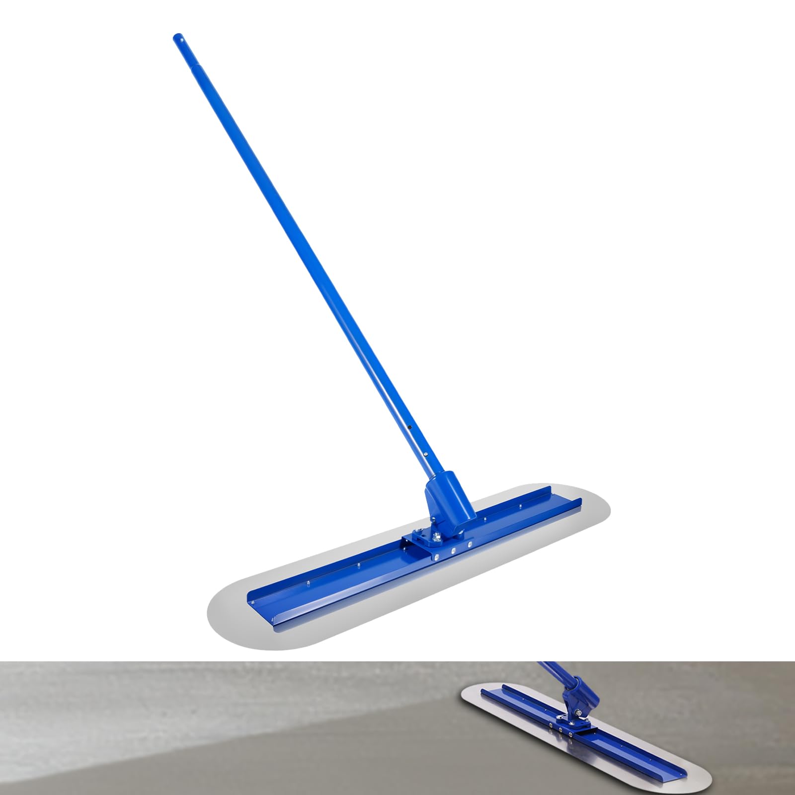 Levkitch Bull Float, 120x30cm Concrete Trowel Manganese Steel Concrete Float Tool with 1.8m Detachable Extended Handle and Adjustable Turbine Connector Industrial Cement Surface Smoothing Tool