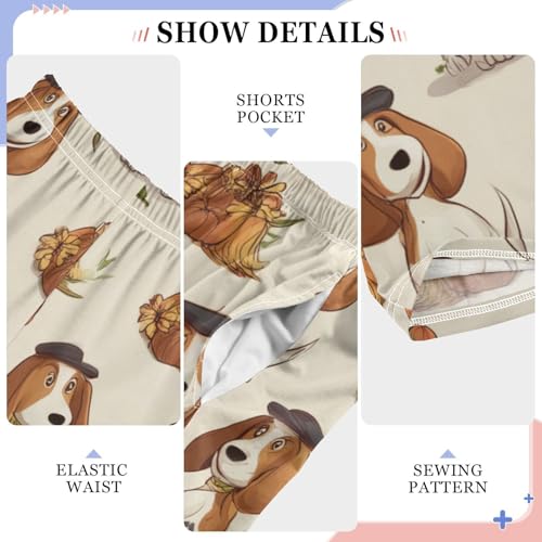 ZZXXB Beagle and Turkey Print Boys Long Pants Soft Trousers Elastic Waist Kids Lounge Bottoms with Pockets S-XL4