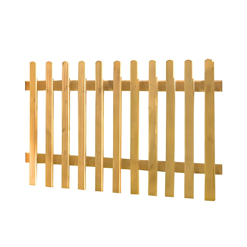 Wooden Picket Fence Panel 6x3ft, Dip Treated Timber Garden Boundary – Decorative Round Top Pale Panel, Autumn Gold, 10 Year Anti-Rot Guarantee
