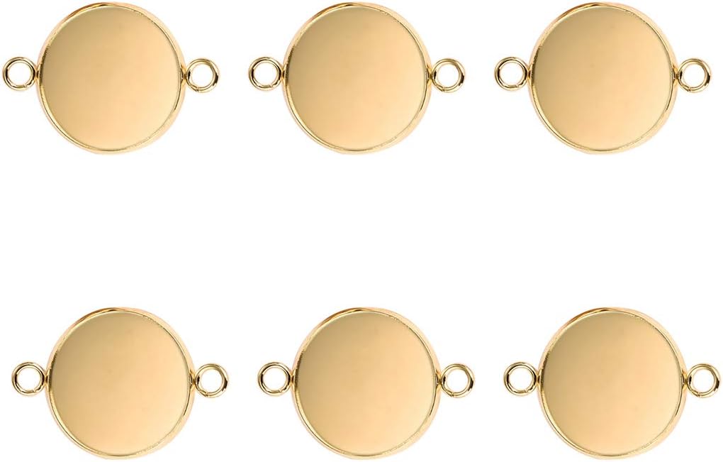 Lanbeide Stainless Steel 5/8 Inch Gold Pendant Bezels fit Glass Necklace Bracelet Pendants Resin Bezels Jewelry Making 14mm, 20PCS