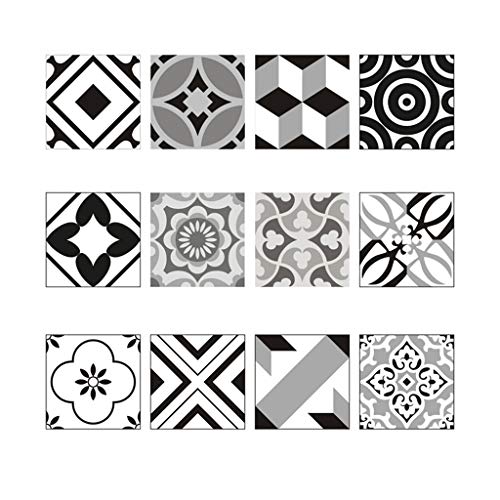 Rameng 12 Pieces Stickers Adhésifs Carrelages Sticker Autocollant Carreaux de Ciment Mosaïque Salle de Bain et Cuisine
