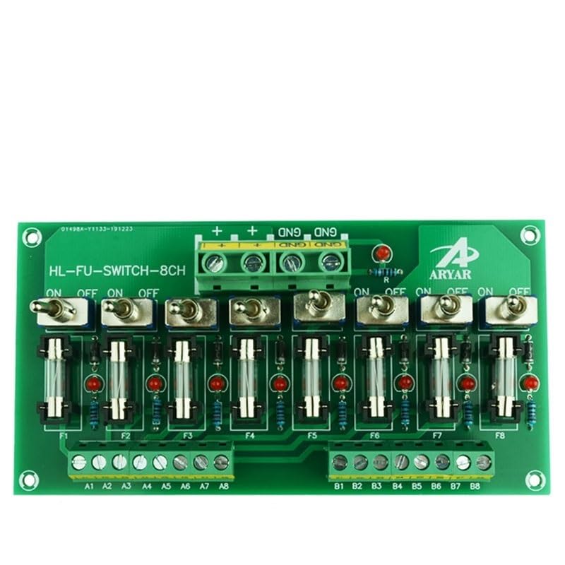 1PCS DIN Rail Mount 8 Position Power Distribution Fuse Module Board with swtich, Switch Fuse Module for AC/DC 5~32V.(with Carrier)