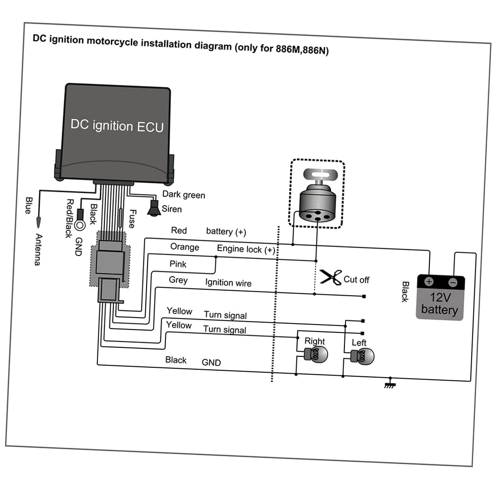 Antivol Moto ERYUE 1 Voie 986E Alarme Système Moteur Démarrage Distance Immobilisation Mini Émetteur