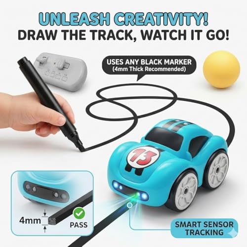 Image of Mini RC Intelligent Sensor Stunt Car Toy for Kids 3-8 | 4 Smart Modes: Follow Object, Chase, and Follow Track | Rechargeable Cartoon Car with Music & Bright LED Lights | Best Birthday Gift for Kids