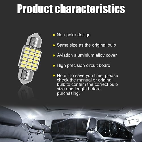 14 pcs F250 F350 Bombillas LED interiores blancas miniatura 3