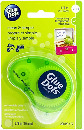 Glue Dots Removable Dot N' Go Dispensers, Set of 6 Complete Dispensers, Each with 200 (.375 Inch) Removable Adhesive Dots, 1200 Dots/Pack (03670-AMZ)