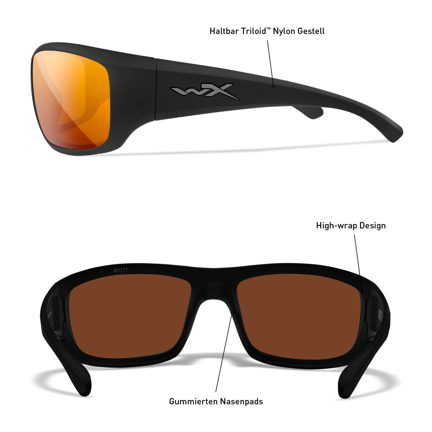 Wiley X | WX Omega | Sonnenbrille Herren | Sonnenbrille Herren Polarisiert │ 100% UVA/UVB-Schutz | Ideal bei Outdoor-Aktivitäten | Fahrradbrille Wandern Sport