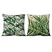 Lieson Juego de 2 fundas de cojines para exteriores, funda de almohada de 20 x 20 cm, moderna 50 x 50 cm, diseño de hojas, funda de cojín, color beige, verde, lino