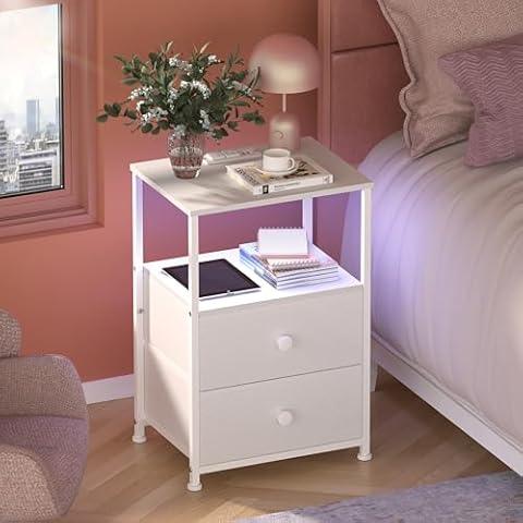 Tohomeor LED Nightstand with Charging Station Cover
