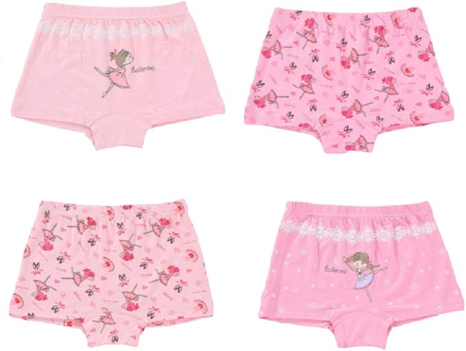 Amazon Uni ボクサーショーツ 4枚組 セット バレリーナ 柄 リボン付き 下着 パンツ インナー キッズ ガールズ 女の子 女児 幼児 ショーツ 通販