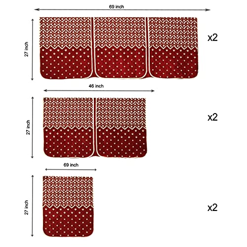 Image of Premium 5 Seater Printed Sofa Cover Set 3,1,1 Seater 10 Pieces Sofa Back Slip Panels, Protector for Single Seater (Maroon, L Shape)