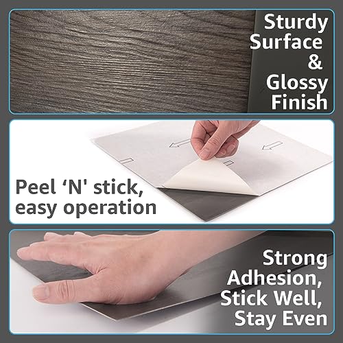 Image of Art3d 30-Pack Peel and Stick Floor Tiles (30 Sq.Ft), Dark Brown Oak