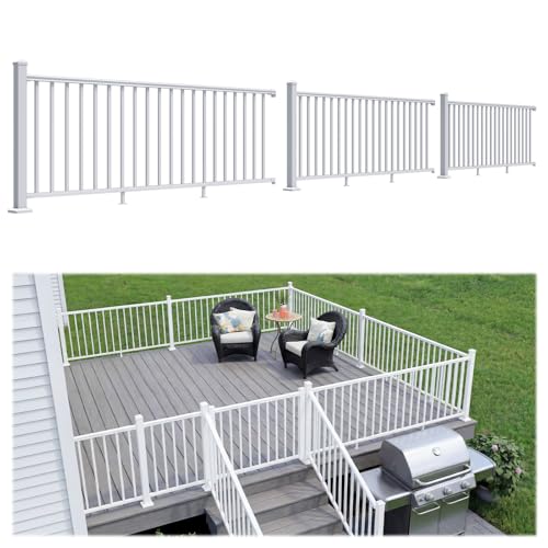 Egadis 36 in x 8 ft Modular Aluminum Porch and Deck Railing Kit, White