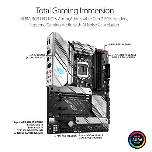 Image of ASUS ROG Strix B560-A Gaming WiFi LGA 1200 (Intel 11th /10th Gen) ATX Motherboard (PCIe 4.0, 8+2 Power Stages, Two-Way Noise Cancelation, WiFi 6, 2.5 Gb LAN, 2xM.2 Slots, USB 3.2 Gen 2x2 USB Type-C)