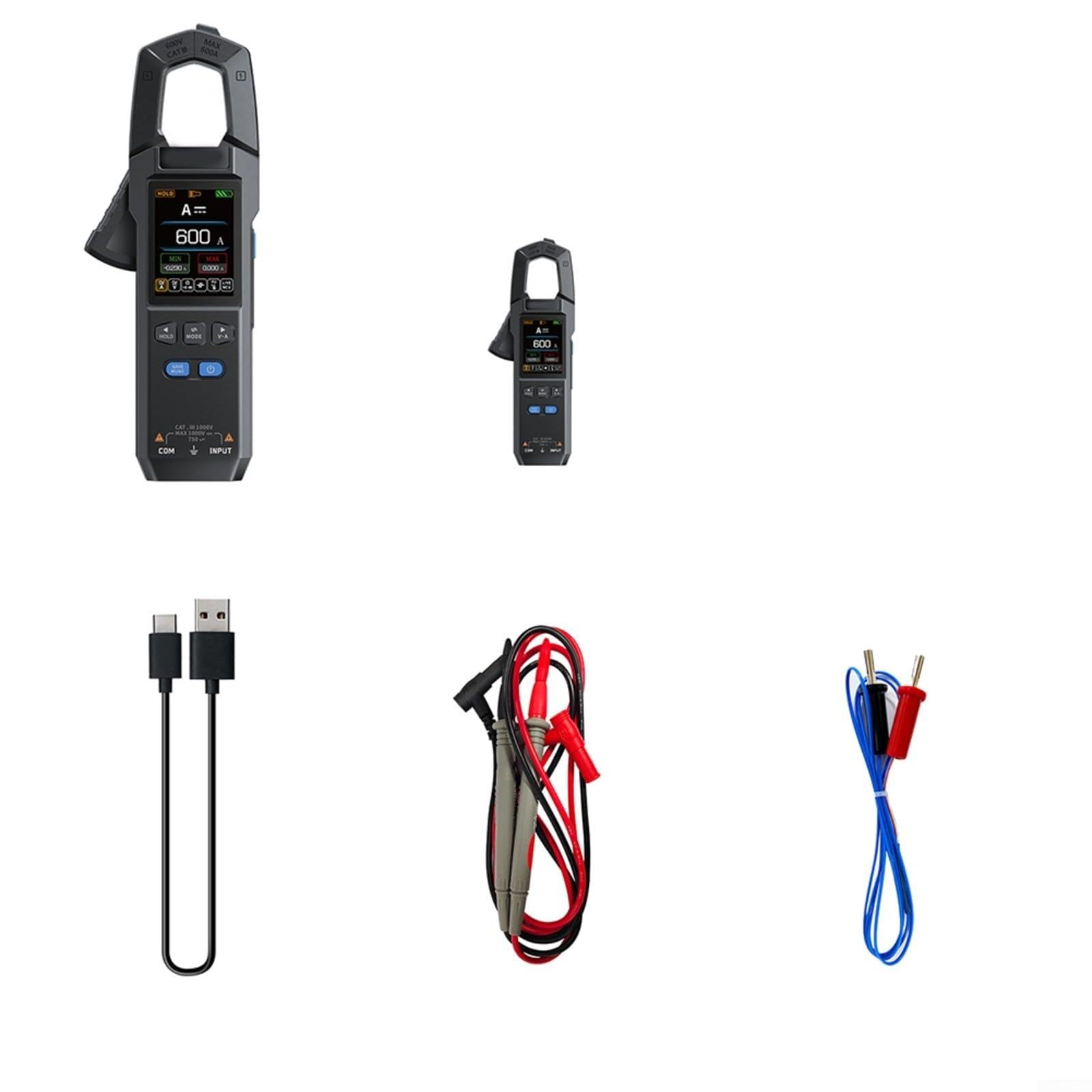 DMC-100 - Medidor digital de alicates (600 A, 10000 cuentas, pantalla a color, NCV tipo C (with)