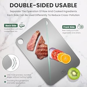 100 pure titanium cutting board double sided steel cutting board meat chopping board metal cutting board for kitchen dishwasher safe kitchen cutting mat for home restaurant outdoor camping meal prep  urban country home decor