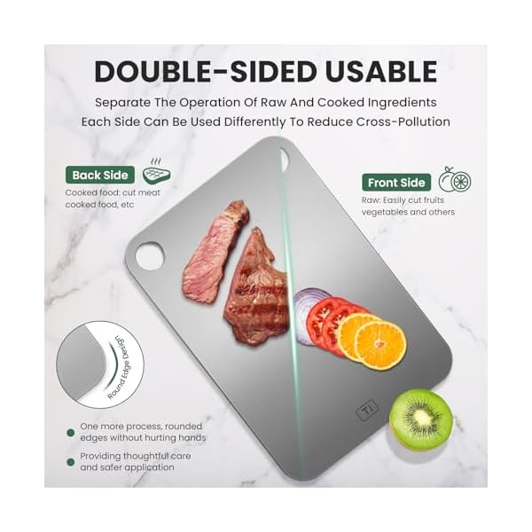 100 pure titanium cutting board double sided steel cutting board meat chopping board metal cutting board for kitchen dishwasher safe kitchen cutting mat for home restaurant outdoor camping meal prep  urban country home decor