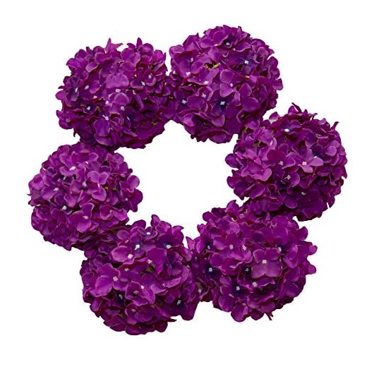 DuHouse Flores artificiales de seda de hortensias con tallo para centros de mesa de boda, decoración del hogar, paquete de 6 unidades (morado oscuro)