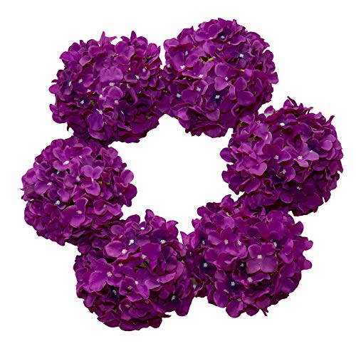 DuHouse Lot de 6 Fleurs artificielles d'hortensia en Soie avec Tige pour Mariage, Centre de Table, décoration d'intérieur (Violet Foncé)