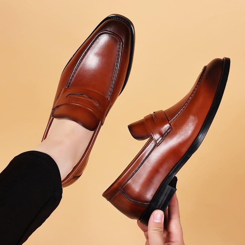 Men Leather Shoes New British Business Dress Shoes Fashion Pointed Social Shoes Casual Shoes Non Slip Anti-Slip Walking2