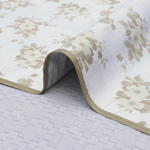 Image of Story@Home Comforter Single Bed Cotton 100%| 150GSM 144 X 220 cm Quilt AC Blanket for Summer | AC Comforter Single Bed | Beige & White, Floral & Geometric Reversible Design Duvet | All-Season Blanket