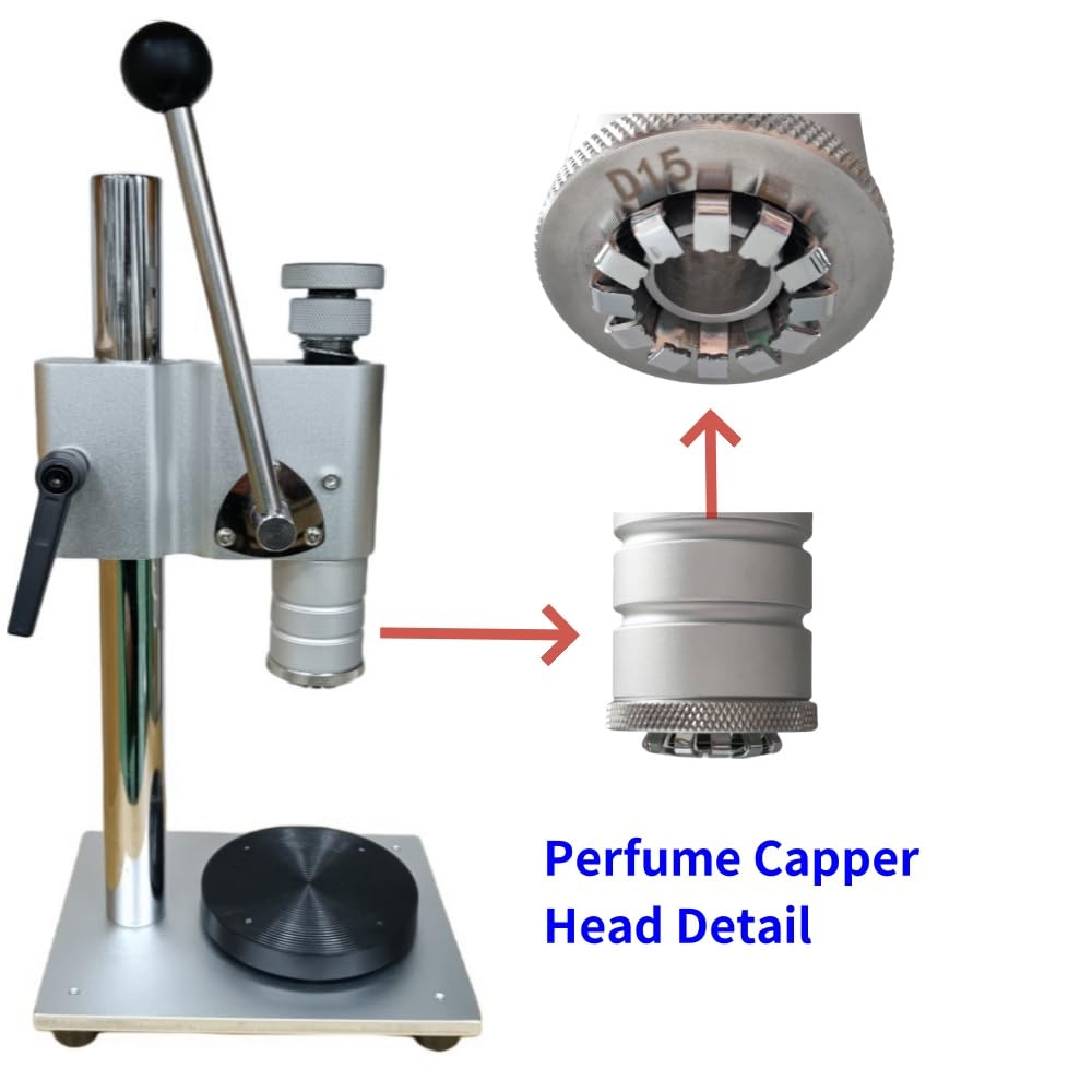 Manual Perfume Crimper Bottle Capping Machine, Aluminium Plastic Pump Handle Packing Essential Oil Bottle Tool Perfume Crimper Tool 13mm to 20mm (black 15)