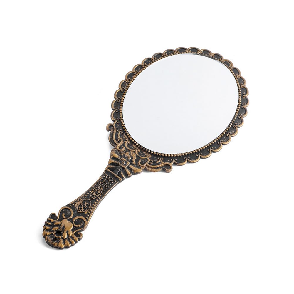 Miroir de maquillage vintage en bronze ciselé style rétro chic