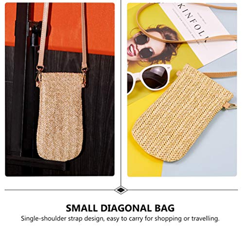 ULTECHNOVO Bolsa de Palha para Telefone Bolsa Crossbody Bolsa Pequena Boho Bolsa Rattan para Mulhere
