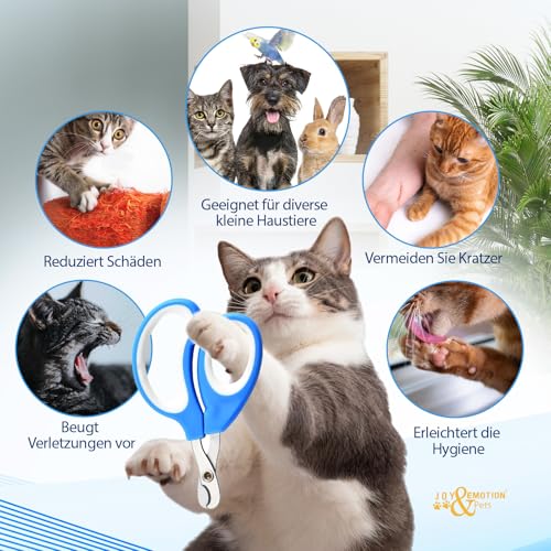 JOY & EMOTION® SUPER KRALLENSCHERE KATZEN, Hunde & Kleintiere | Präzise & Sichere Katzennagelschere für Anfänger | Ergonomisch & Handlich | Rostfreier Stahl, Scharfe Klingen | Profi Krallenpflege