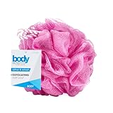 Body Benefits by Body Image Exfoliating Bath Sponge, Lather & Refresh, Buff & Revitalize, with Easy-to-Hold Strap (Colors May Vary)