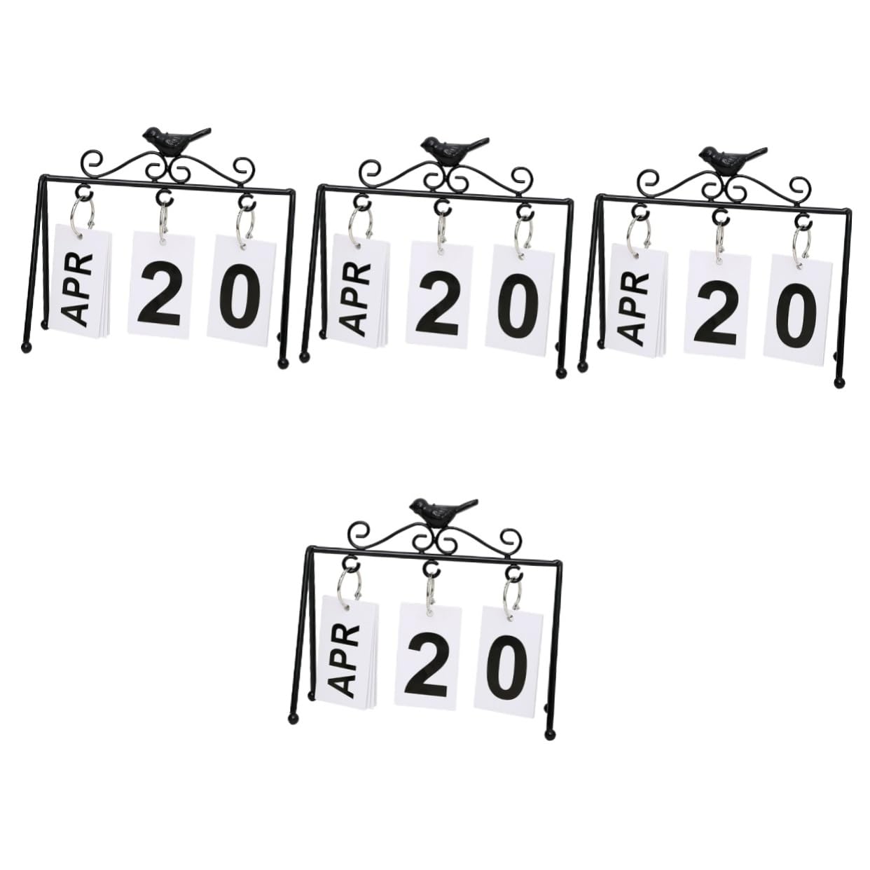 SEWACC 4 Piezas adorno de calendario los de oficina ornamento calendario de escritorio office calendarios de mesa calendario perpetuo decoración del hogar hierro Black