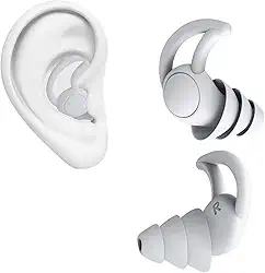 Abafador de Ruídos até 33db Redutor de Som Protetor Auditivo Auricular Tampão Sonoro Confortável Reutilizável Ideal para Dormir Estudar Natação (Branco, Tamanho único)
