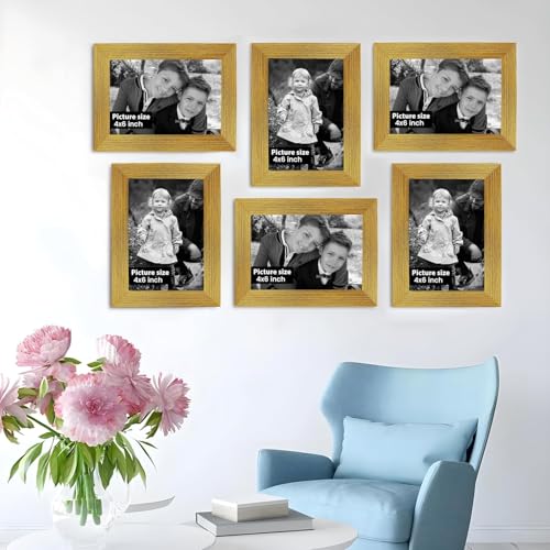 Image of Art Street Set of 6 Wall Rectangular Photo Frames, Wall Hanging Picture Frame for Home, Living Room, Study Room Decor & Office Decor (Color: Gold, Size 4x6 Inch)