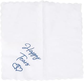 Happy Tears Taschentuch, Etwas Blaues Geschenk für die Braut, Hochzeitstag besticktes weißes Baumwolltaschentuch für die Mutter und den Vater der Braut