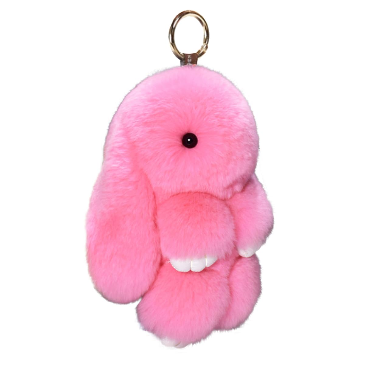 jtkdxqs Soft Cute Bunny Keychain Artificial Rabbit Fur Plush Fluffy Pom pom Key Ring for Women