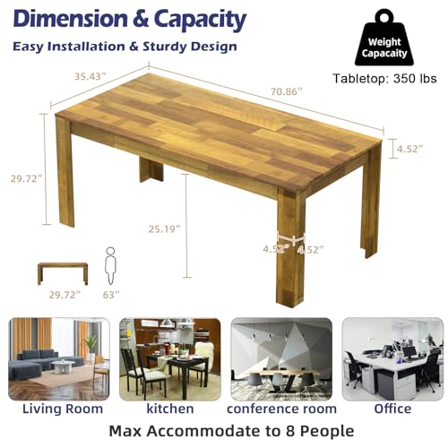 STHOUYN-71-6ft-Kitchen-Dining-Room-Table-for-6-8-Large-Farmhouse-Dinner-Table-Wood-Rectangular-Long-Table-for-Big-Family-Waterproof-Scratch-Resistant-Conference-Table-Brown STHOUYN 71 6ft Kitchen Dining Room Table for 6 8 Large Farmhouse Dinner Table Wood Rectangular Long Table for Big Family Waterproof Scratch Resistant Conference Table Brown