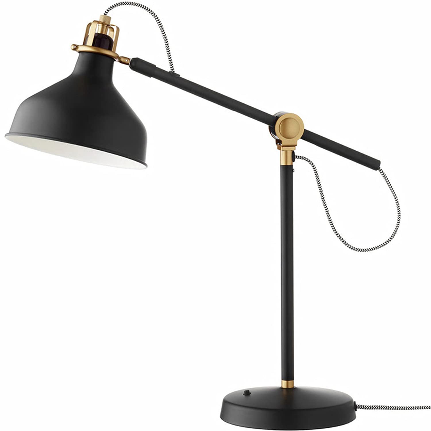 Lampada da scrivania con Braccio snodabile con portalampada a Vite E27, Morsetto Flessibile, Lampada da Tavolo per Lettura, Lavoro, Ufficio e Artigianato, Luce da scrivania Bianca trasparent