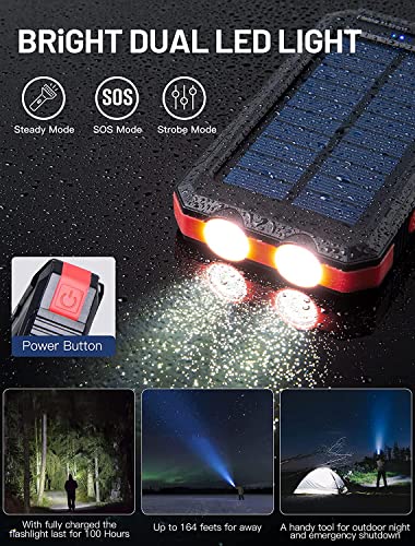 Solar Charger 2 Pack Portable Solar Power Bank For Cell Phone Waterproof External Backup Battery Power Pack Charger Built-In Dual Usb/Flashlight For All Cell Phones, Tablets, And Electronic Devices #TOP5